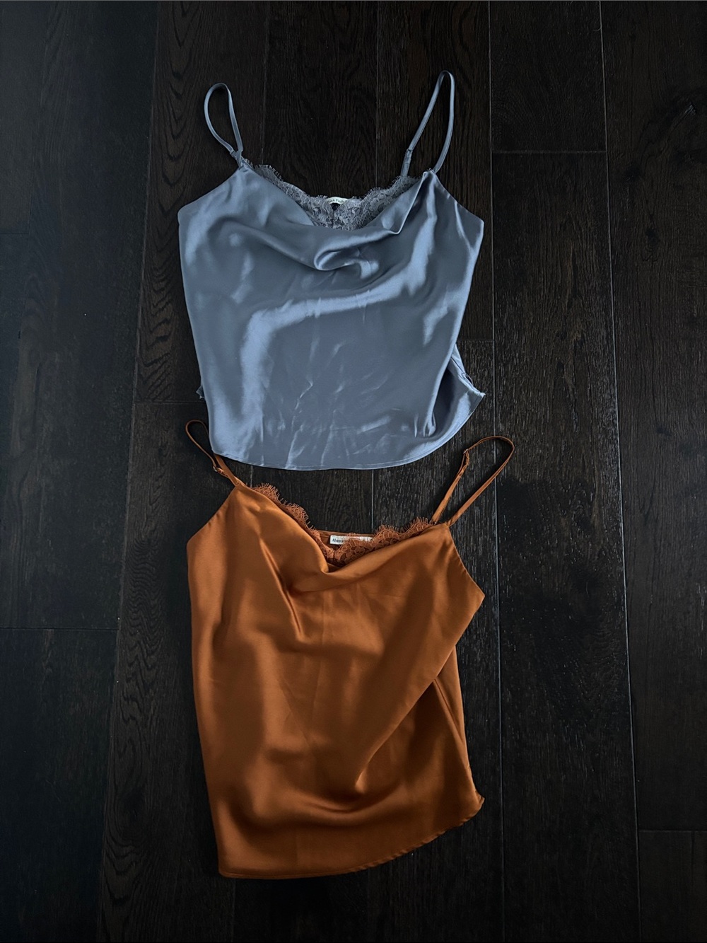 Silky Lace Trim Cami Tank Tops